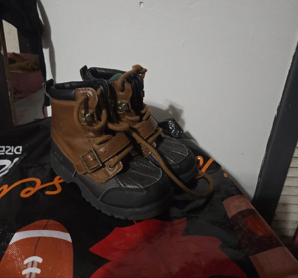 Polo by Ralph Lauren Brown and Black Kids Lace-Up Booties